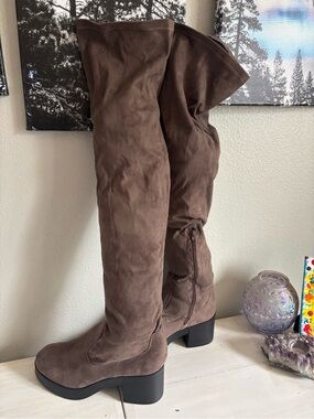 Women's Over-the-Knee Suede Block Heel Boots
